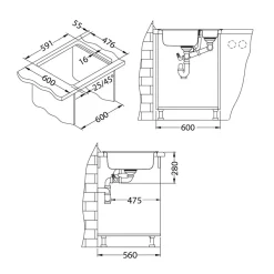 Alveus Komplet zlewozmywak stalowy satyna FJORD 61,5x50 z baterią chrom