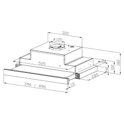 Korpusy| Korpus QUBIK 60x60 dębowy z okapem czarnym OKPZH17EF