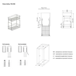 Kosz dolny cargo mini do kuchni metal grafit 50/2 (10/MPZ) INSIDE