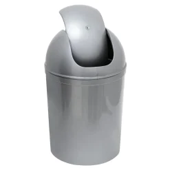 Kosze Na Śmieci| Kosz na śmieci z obrotową klapą srebrny 5 l