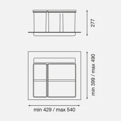 inny Kosz na odpady antracytowy PULLBOY VARIO 9XL 600/ 26+11