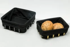 Kosz na pieczywo kwadratowy czarno-złoty 22x22 cm