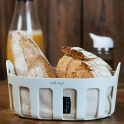 Zastawa Śniadaniowa|Vialli Design Koszyk na pieczywo z bawełnianym wkładem biały LIVIO