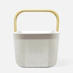 Pudełka I Pojemniki Do Przechowywania|Koszyki Dekoracyjne|inny Koszyk z drewnianą rączką biały 24x24x18 cm