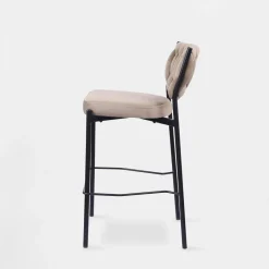 Hokery| Krzesło barowe na czarnych nogach szarobeżowe LIANA