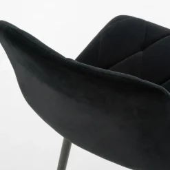 Krzesła| Krzesło do jadalni welurowe ABIA czarne