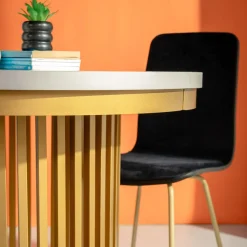 Krzesła|Fameg Krzesło welurowe czarne VINGE