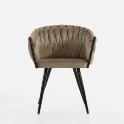 Krzesła| Krzesło welurowe LIANA szarobeżowe