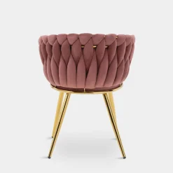 Krzesła| Krzesło welurowe na złotych nogach różowe LIANA