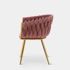 Krzesła| Krzesło welurowe na złotych nogach różowe LIANA