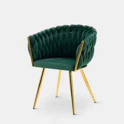 Krzesła| Krzesło welurowe na złotych nogach LIANA zielone