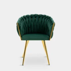 Krzesła| Krzesło welurowe na złotych nogach LIANA zielone