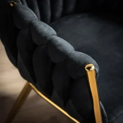 Krzesła|inny Krzesło welurowe na złotych nogach LIANA czarne