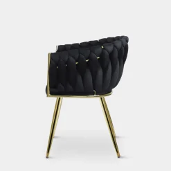 Krzesła|inny Krzesło welurowe na złotych nogach LIANA czarne