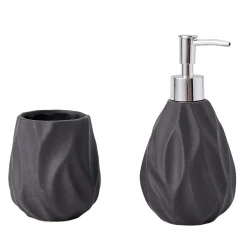 Kubek łazienkowy z ceramiki czarny łezka 10 cm