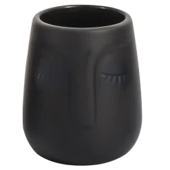 Kubek łazienkowy z twarzą na szczoteczki czarny 10 cm