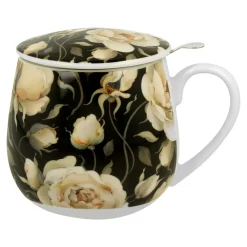 Szklanki I Kubki| Kubek baryłka z zaparzaczem ENGLISH ROSES BLACK 430 ml