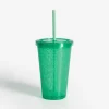 inny Kubek plastikowy ze słomką zielony 500 ml