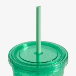 inny Kubek plastikowy ze słomką zielony 500 ml