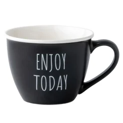 Szklanki I Kubki|Prima Cucina Kubek porcelanowy z napisami ENJOY TODAY czarny 530 ml