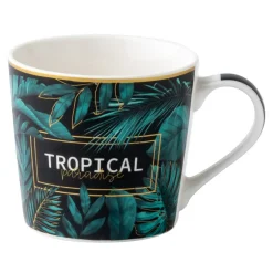 Szklanki I Kubki|Prima Cucina Kubek z porcelany w tropikalne liście 380 ml