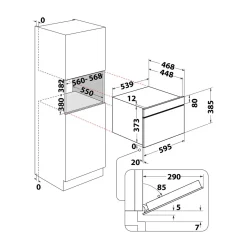 WHIRLPOOL Kuchenka mikrofalowa do zabudowy srebrno-czarna WMD44MX