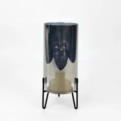 Lampy Stołowe|Zumaline Lampa dekoracyjna LED szklany klosz szary 10x23 cm