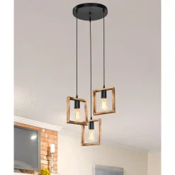 Lampa drewniana wisząca brązowa ATRIA 3