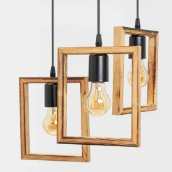 Lampa drewniana wisząca brązowa ATRIA 3