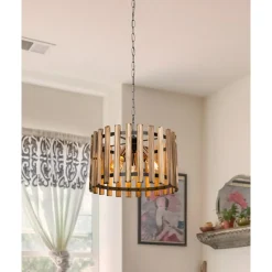Lampa drewniana wisząca rustykalna AHLAT 37 cm