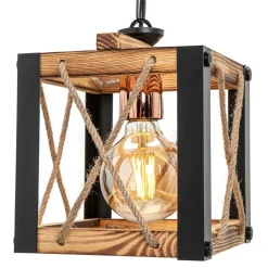Lampa drewniana wisząca sześcian FARAH 20 cm