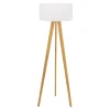 Spot - Light Lampa na drewnianym trójnogu abażur biały LOTTA