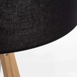 Lampy Podłogowe|TK Tomasz Krywult Lampa na drewnianym trójnogu abażur czarny TREVISO