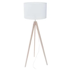 Lampy Podłogowe|TK Tomasz Krywult Lampa na drewnianym trójnogu abażur biały DOVE