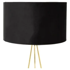 Lampy Podłogowe|domiluce Lampa na złotym trójnogu abażur welur czarny INGA