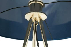 Lampy Podłogowe|domiluce Lampa na złotym trójnogu abażur welur granatowy INGA