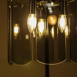 Zumaline Lampa podłogowa dymione szkło czarna NIRA