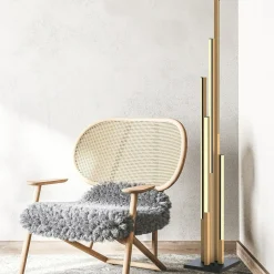 Zumaline Lampa podłogowa LED czarna drewniana ELIOT