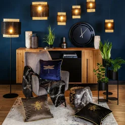 Lampy Podłogowe|TK Tomasz Krywult Lampa podłogowa rattanowa czarna BOHO 145 cm