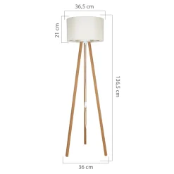 Lampa podłogowa trójnóg bambus kremowa PIKO