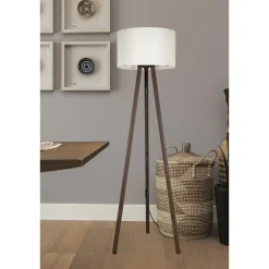 Lampy Podłogowe| Lampa podłogowa trójnóg orzech kremowa PIKO