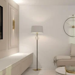 Lampy Podłogowe|inny Lampa podłogowa z abażurem czarno-złota PERSEO