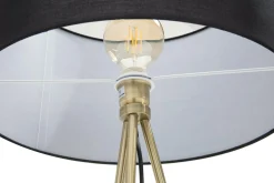 Lampy Podłogowe|Zumaline Lampa stojąca trónóg abażur czarny CARA