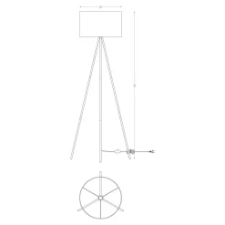 Lampy Podłogowe|Zumaline Lampa stojąca trónóg abażur czarny CARA
