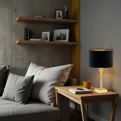 Lampy Stołowe|inny Lampa stołowa abażur czarno-złota ABBANO