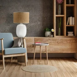 Lampy Stołowe|TK Tomasz Krywult Lampa stołowa biała z abażurem juta MELODY