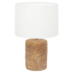 Lampy Stołowe|PLATINET S.A. Lampa stołowa ceramiczna biała/rattan LUCIA