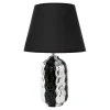 Lampa stołowa ceramiczna czarno-srebrna, 38 cm