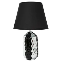 Lampa stołowa ceramiczna czarno-srebrna, 38 cm