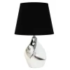 Lampa stołowa ceramiczna czarno-srebrna 31 cm